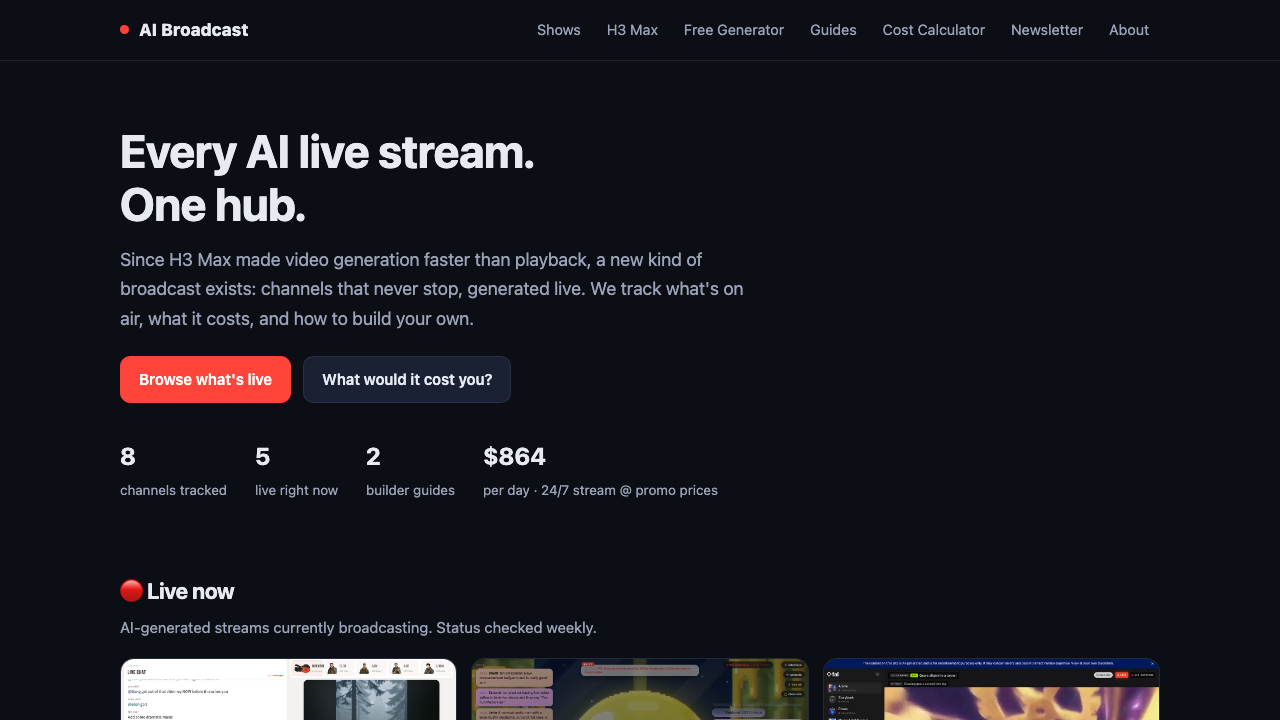 AI Broadcast live AI channel preview